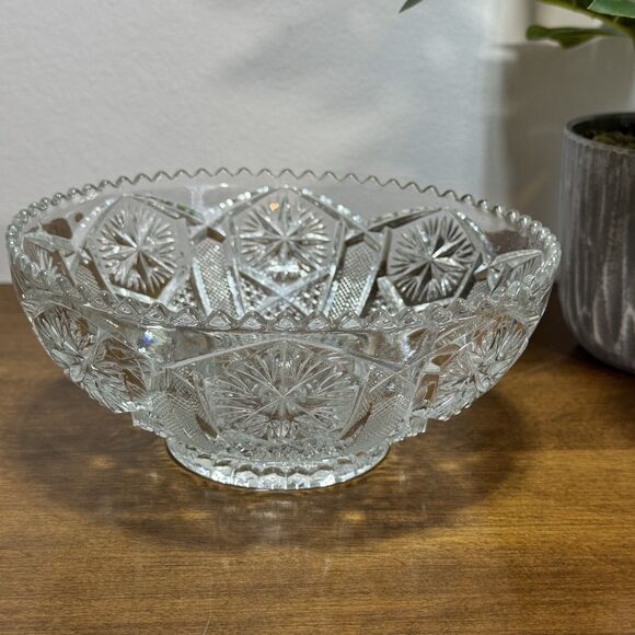 Vintage Cut Glass Bowl Imperial Star and File Pattern No. 612 Sawtooth Edge - Picture 2 of 6